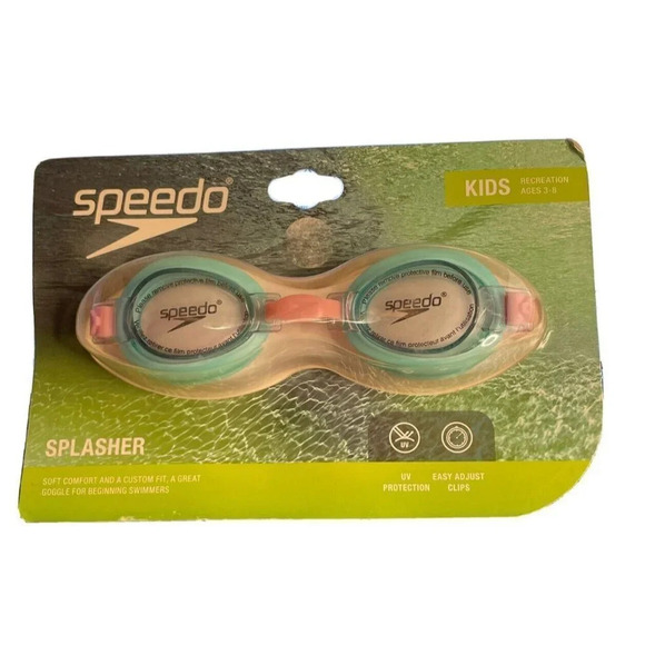 Speedo Swimming Goggles Kids 3-8 Splasher‎ Seafoam Pink NEW UV Protection - Picture 1 of 2